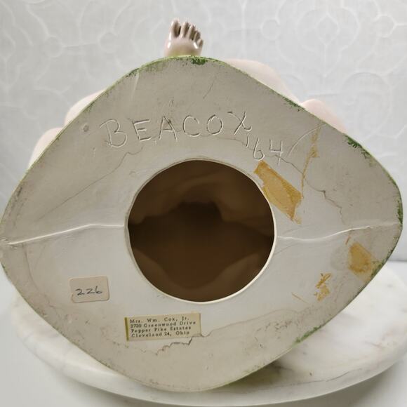 Vintage Crowned Holy Mary Baby Jesus Statue 12" Pink Ceramic‎ Madonna Bea Cox - Picture 10 of 16